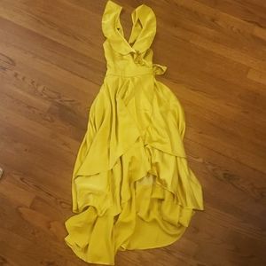 NWOT mustard yellow high-low dress